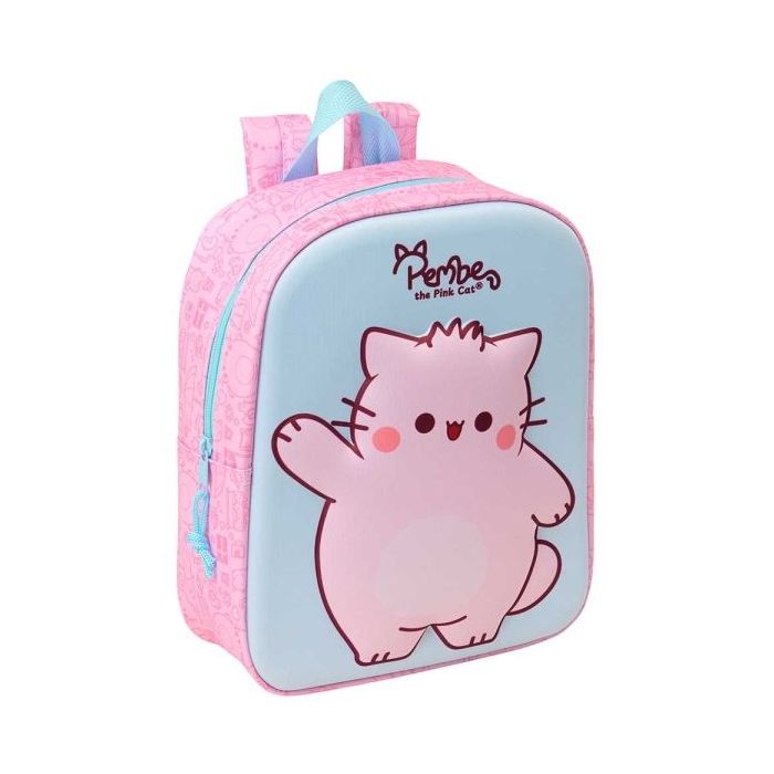 Safta Pembe Mochila Guarderia 3D - 6L - Cremallera - Asa de Mano - 22x27x10cm - Color Rosa Pastel