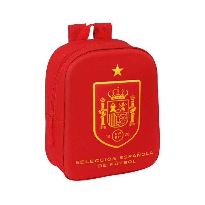 Safta Seleccion Espanola de Futbol Mochila Guarderia 3D - 6L - Cremallera - Asa de Mano - 22x27x10cm - Color Rojo