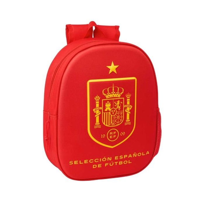 Safta Seleccion Espanola de Futbol Mochila 3D - Portabotellas - Hombreras Acolchadas - Asa de Mano Superior - 27x33x10cm - Color