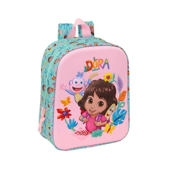 Safta Dora Mochila Guarderia 3D - 6L - Cremallera - Asa de Mano - 22x27x10cm - Color Turquesa Claro