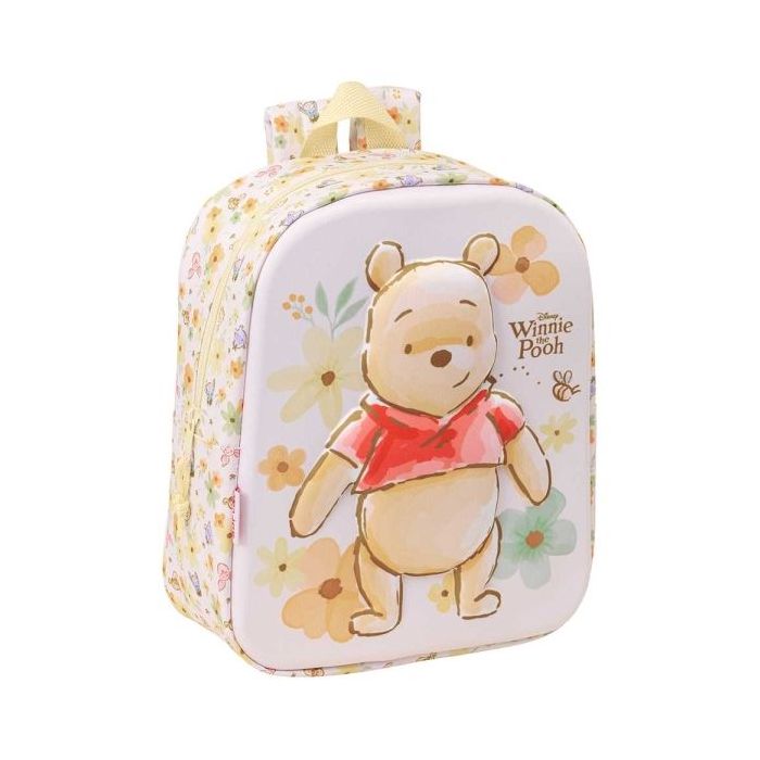 Safta Winnie the Pooh Mochila Guarderia 3D - 6L - Cremallera - Asa de Mano - 22x27x10cm - Color Amarillo Pastel
