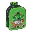 Safta Minecraft Boom Mochila Guarderia 3D - 6L - Cremallera - Asa de Mano - 22x27x10cm - Color Verde y Negro