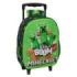 Safta Minecraft Boom Mochila con Carro - Portabotellas - Hombreras Acolchadas - Asa de Mano - 27x33x10cm - Color Verde y Negro