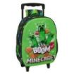 Safta Minecraft Boom Mochila con Carro - Portabotellas - Hombreras Acolchadas - Asa de Mano - 27x33x10cm - Color Verde y Negro