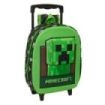 Safta Minecraft Mochila con Carro - Portabotellas - Hombreras Acolchadas - Asa de Mano - 27x33x10cm - Color Verde y Negro