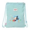 Safta Mickey Mouse Baby Saco Plano - Cierre con Cordones - Bolsillo Interior con Cremallera - 26x34x1cm - Color Azul Pastel