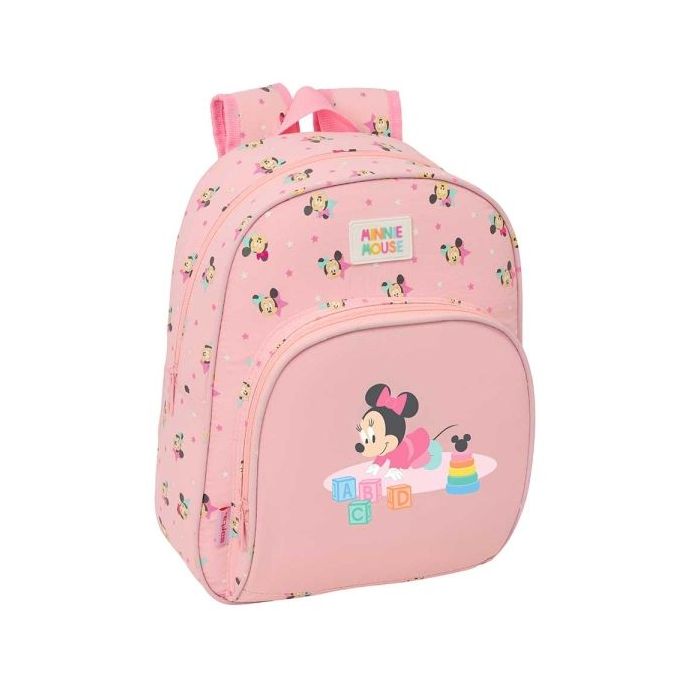 Safta Minnie Mouse Baby Mochila Infantil - Portabotellas - Bolsillo Frontal - Asa de Mano - Adaptable a Carro - Hombreras Acolch
