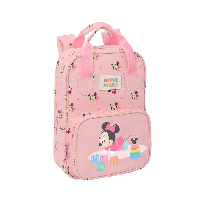 Safta Minnie Mouse Baby Mochila Infantil - Tarjeta de Identificacion Personal - Bolsillo Frontal - Hombreras Acolchadas - 20x28x