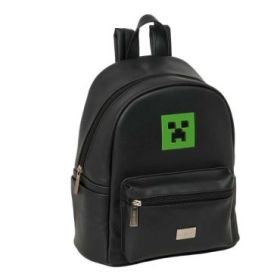 Safta Minecraft Mini Mochila - Bolsillo Frontal y Lateral - Cremallera - Hombreras Ajustables - Asa Superior - Compacta y Ligera