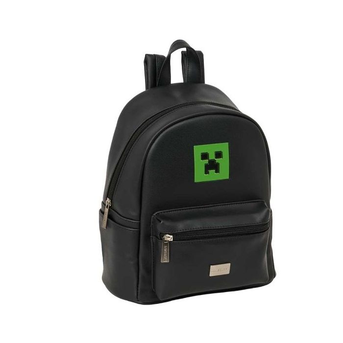 Safta Minecraft Mini Mochila - Bolsillo Frontal y Lateral - Cremallera - Hombreras Ajustables - Asa Superior - Compacta y Ligera