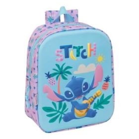 Safta Stitch Mochila Guarderia 3D - 6L - Cremallera - Asa de Mano - 22x27x10cm - Color Azul Pastel