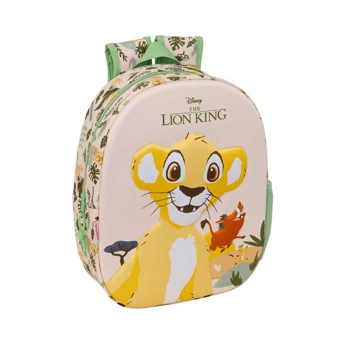 Safta el Rey Leon Mochila 3D - Portabotellas - Hombreras Acolchadas - Asa de Mano Superior - 27x33x10cm - Color Melocoton Claro