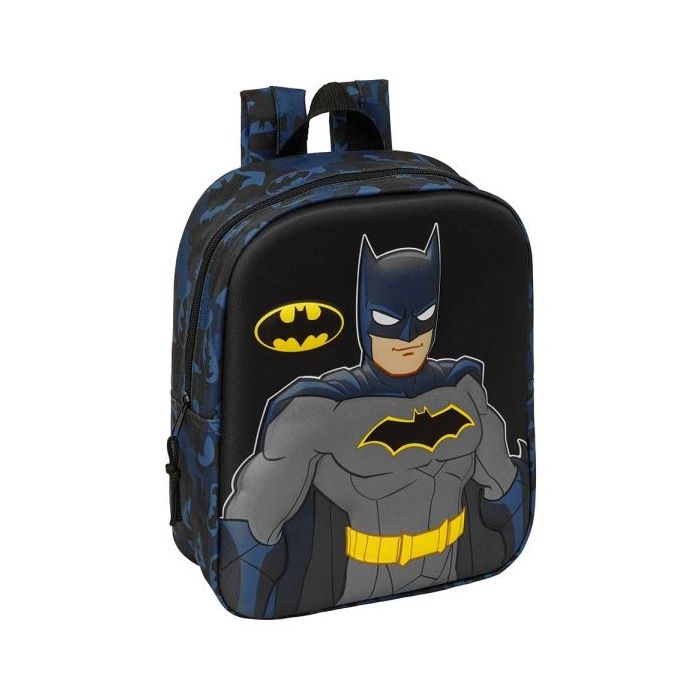 Safta Batman Mochila Guarderia 3D - 6L - Cremallera - Asa de Mano - 22x27x10cm - Color Negro