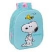 Safta Snoopy Mochila 3D - Portabotellas - Hombreras Acolchadas - Asa de Mano Superior - 27x33x10cm - Color Azul Pastel