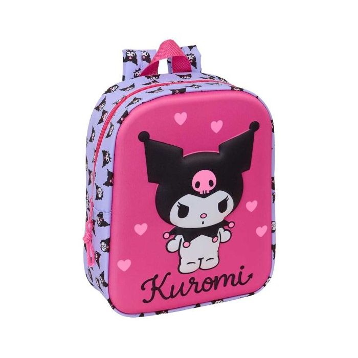 Safta Kuromi Mochila Guarderia 3D - 6L - Cremallera - Asa de Mano - 22x27x10cm - Color Magenta