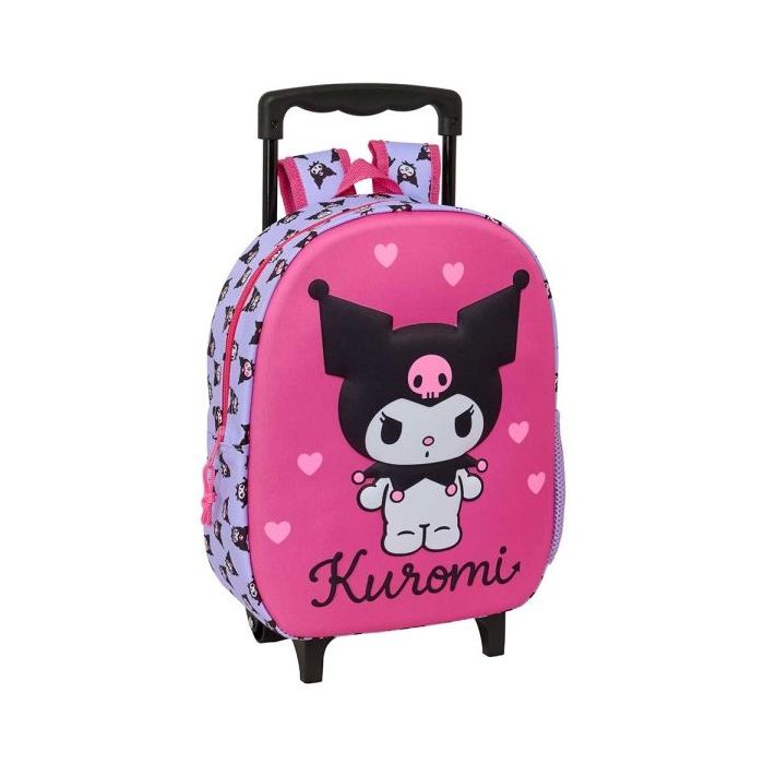 Safta Kuromi Mochila con Carro - Portabotellas - Hombreras Acolchadas - Asa de Mano - 27x33x10cm - Color Magenta