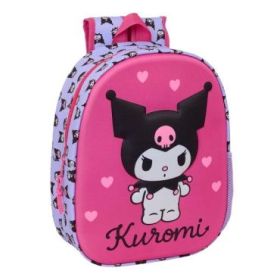 Safta Kuromi Mochila 3D - Portabotellas - Hombreras Acolchadas - Asa de Mano Superior - 27x33x10cm - Color Magenta