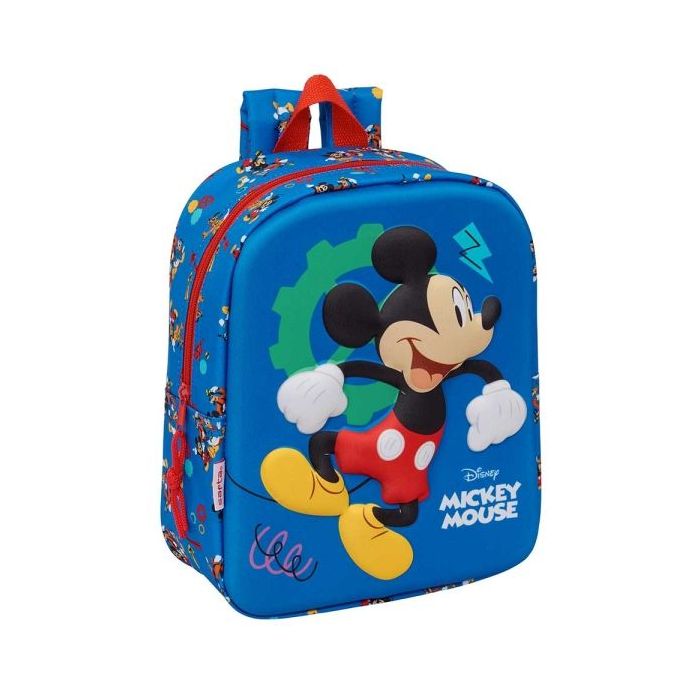 Safta Mickey Mouse Mochila Guarderia 3D - 6L - Cremallera - Asa de Mano - 22x27x10cm - Color Azul Oscuro