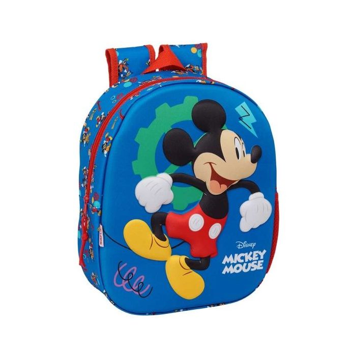 Safta Mickey Mouse Mochila 3D - Portabotellas - Hombreras Acolchadas - Asa de Mano Superior - 27x33x10cm - Color Azul Oscuro