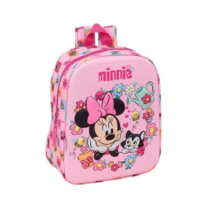 Safta Minnie Mouse Mochila Guarderia 3D - 6L - Cremallera - Asa de Mano - 22x27x10cm - Color Rosa
