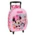 Safta Minnie Mouse Mochila con Carro - Portabotellas - Hombreras Acolchadas - Asa de Mano - 27x33x10cm - Color Rosa