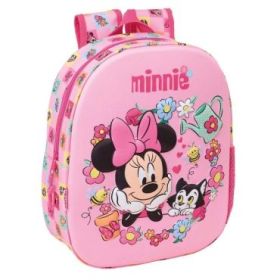 Safta Minnie Mouse Mochila 3D - Portabotellas - Hombreras Acolchadas - Asa de Mano Superior - 27x33x10cm - Color Rosa