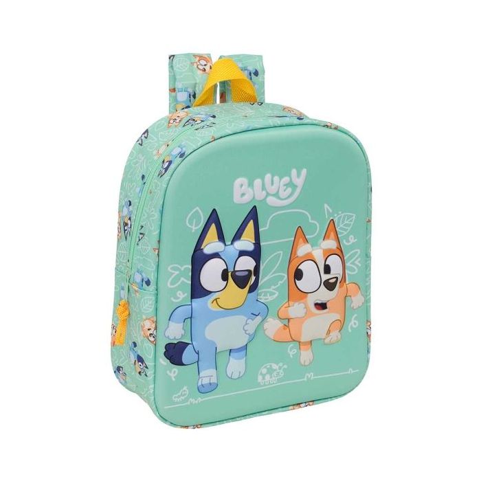Safta Bluey Mochila Guarderia 3D - 6L - Cremallera - Asa de Mano - 22x27x10cm - Color Menta