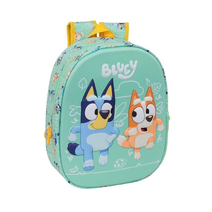 Safta Bluey Mochila 3D - Portabotellas - Hombreras Acolchadas - Asa de Mano Superior - 27x33x10cm - Color Menta