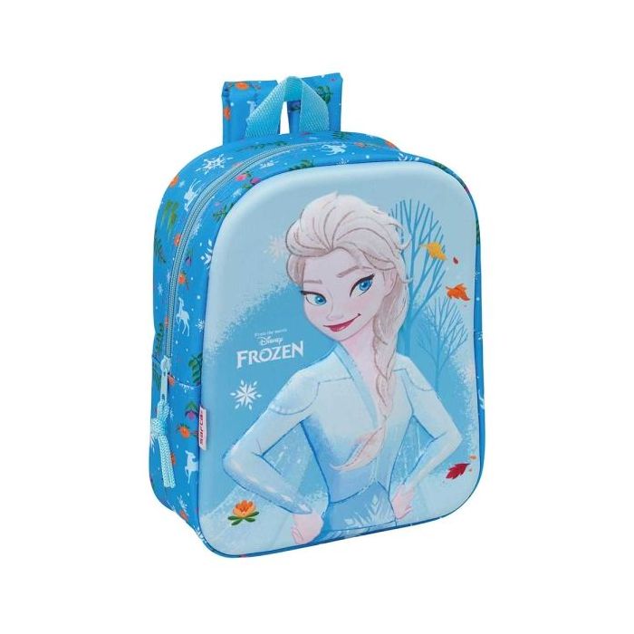 Safta Frozen 3D Mochila Guarderia 3D - 6L - Cremallera - Asa de Mano - 22x27x10cm - Color Azul Claro