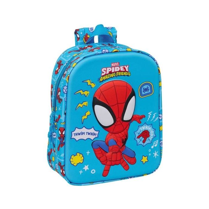 Safta Spidey Mochila Guarderia 3D - 6L - Cremallera - Asa de Mano - 22x27x10cm - Color Azul