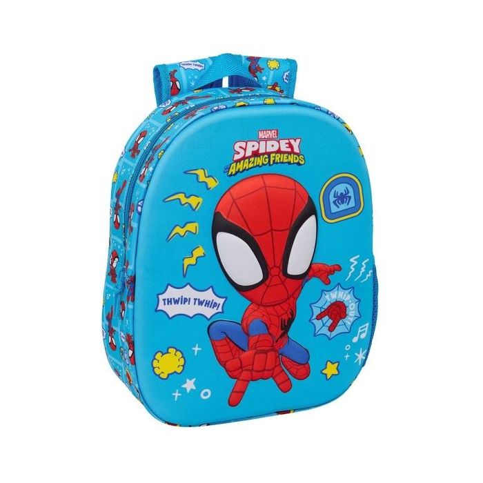 Safta Spidey Mochila 3D - Portabotellas - Hombreras Acolchadas - Asa de Mano Superior - 27x33x10cm - Color Azul