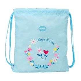 Safta Blackfit8 Petalos Saco Plano - Cierre con Cordones - Bolsillo Interior con Cremallera - 35x40x1cm - Color Azul Claro