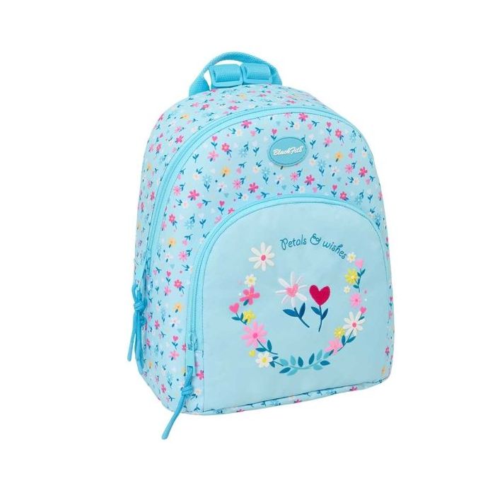 Safta Blackfit8 Petalos Mini Mochila - Bolsillo Frontal y Trasero - Cremallera - Hombreras Ajustables - Asa Superior - Compacta