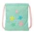 Safta Estrellas Saco Plano - Cierre con Cordones - Bolsillo Interior con Cremallera - 35x40x1cm - Color Verde