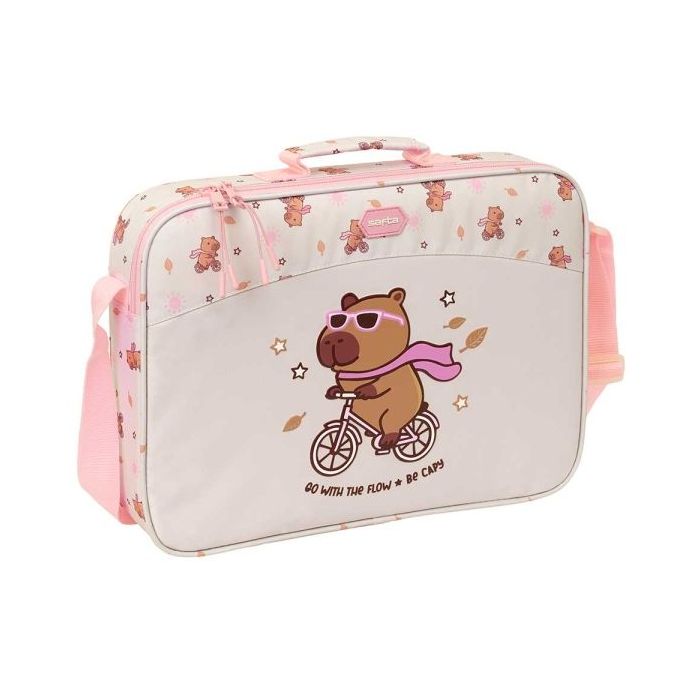 Safta Capibara Maletin con Cremallera - Bandolera Ajustable - Asa Forrada - Doble Tirador - Fondo Semirigido - 38x28x6cm - Color