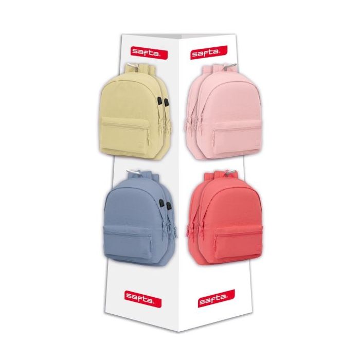 Safta Basics - 8 Ganchos - 16 Mochilas Incluidas - Carton Reciclado - 42x160x42cm - Colores Surtidos