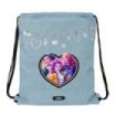 Safta K-Pop Demon Hunters Huntr/X Saco Plano - Cierre con Cordones - Bolsillo Interior con Cremallera - 35x40x1cm - Color Azul C