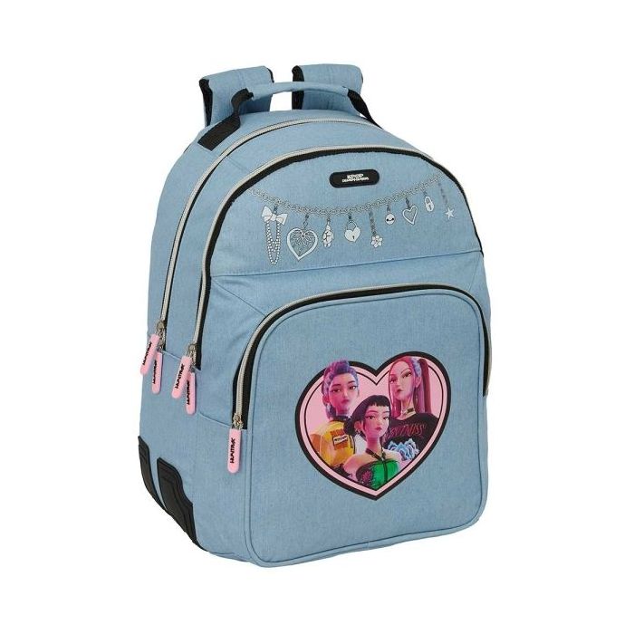 Safta K-Pop Demon Hunters Huntr/X Mochila - Adaptable a Carro - Bolsillo Frontal - Portabotellas - Cremallera con Doble Tirador