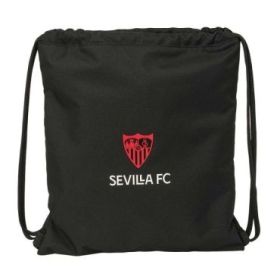 Safta Sevilla FC Saco Plano - Cierre con Cordones - Bolsillo Interior con Cremallera - 35x40x1cm - Color Negro