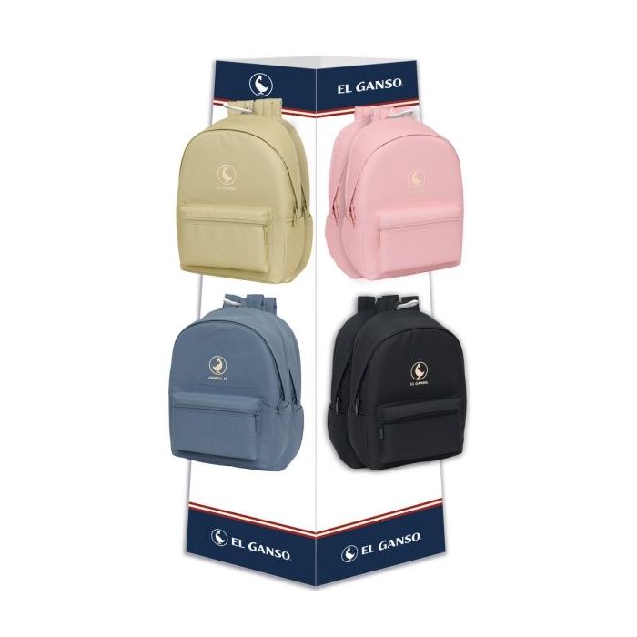 Safta el Ganso Basics - 8 Ganchos - 16 Mochilas Incluidas - Carton Reciclado - 42x160x42cm - Colores Surtidos