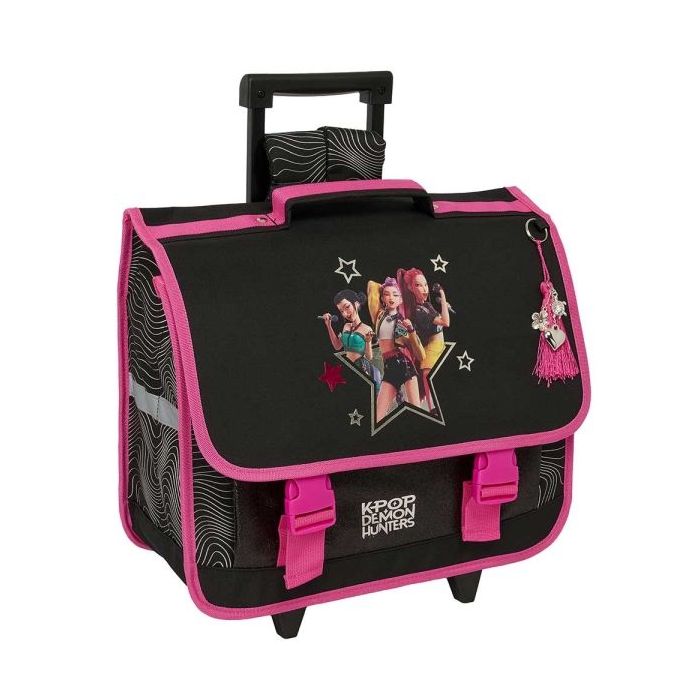 Safta K-Pop Demon Hunters Energy Mochila Cartera Escolar con Carro - Solapa - Bolsillo con Cremallera - Espalda Acolchada - Homb