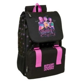 Safta K-Pop Demon Hunters Mochila Extensible - Solapa - Cierre con Cordon - Portabotellas - Bolsillo Frontal - Detalles Reflecta