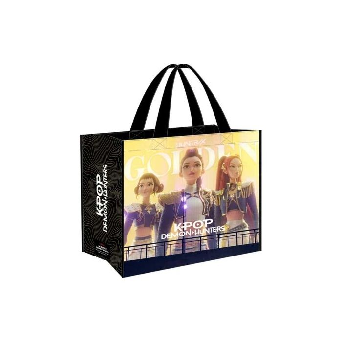 Safta K-Pop Demon Hunters Shopper Bolsa Reutilizable - 36 Litros - Asas de Mano - Polipropileno - 45x40x20cm - Color Negro