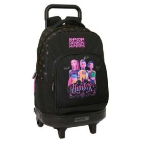 Safta K-Pop Demon Hunters Mochila con Carro - Extraible - 33L - Portabotellas - Tarjeta de Identificacion Personal - Doble Tirad