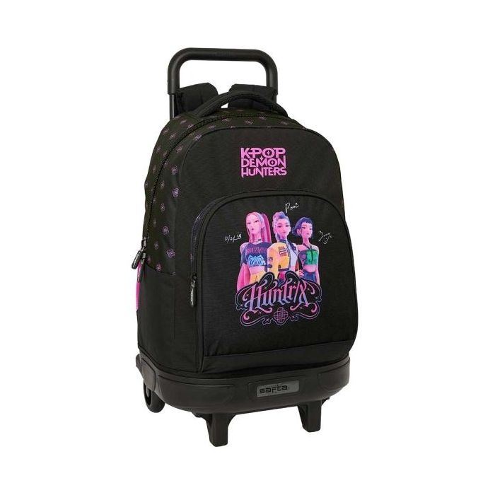 Safta K-Pop Demon Hunters Mochila con Carro - Extraible - 33L - Portabotellas - Tarjeta de Identificacion Personal - Doble Tirad