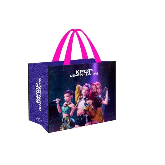 Safta K-Pop Demon Hunters Shopper Bolsa Reutilizable - 36 Litros - Asas de Mano - Polipropileno - 45x40x20cm - Color Azul Noche