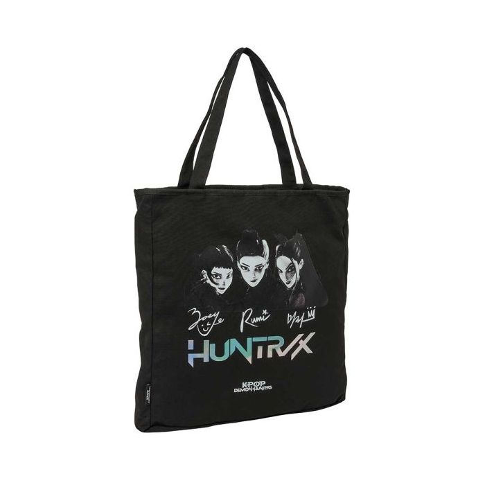 Safta K-Pop Demon Hunters Soul Tote Bag Bolsa de Tela - Cremallera - Bolsillo Interior - Asas de Mano - 36x38x6.5cm - Color Negr