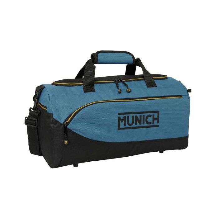Safta Munich Bolsa de Deporte - Bandolera Ajustable - Bolsillos Laterales y Frontal - Fondo Semirigido Extraible - Cremallera co