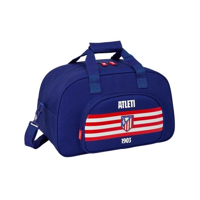 Safta Atletico de Madrid Bolsa de Deporte - Bandolera Ajustable - Bolsillo Frontal - Fondo Semirigido Extraible - Cremallera con