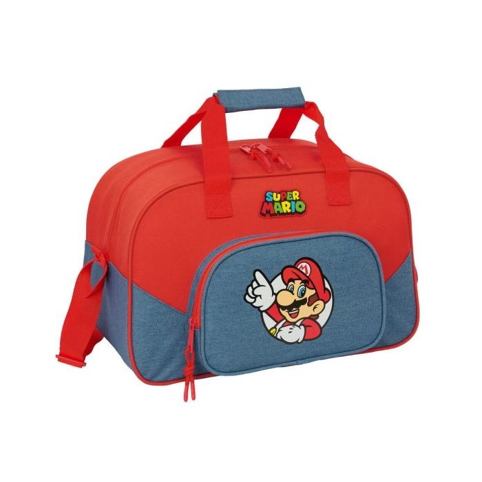 Safta Super Mario Bolsa de Deporte - Bandolera Ajustable - Bolsillo Frontal - Fondo Semirigido Extraible - Cremallera con Doble